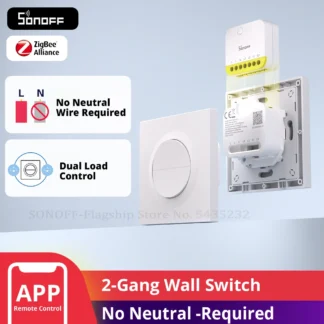 SONOFF MINI-ZB2GS-L-E Zigbee interruptor de pared doble inteligente Orb-ZBW2L No requiere cable neutro Control de doble canal a través del puente Matter