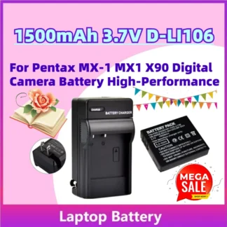 Nueva batería recargable de 1500mAh, 3,7 V, D-LI106, para cámara Digital Pentax MX-1 MX1 X90, batería de alto rendimiento + cargador
