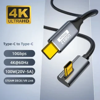 Cable USB-C a USB-C en Forma de U, PD100W, USB3.2, 10Gbps, ThunderBolt 3, 5A, Tipo-C, para iPhone 15 Pro Max, MacBook Pro, Samsung, Huawei