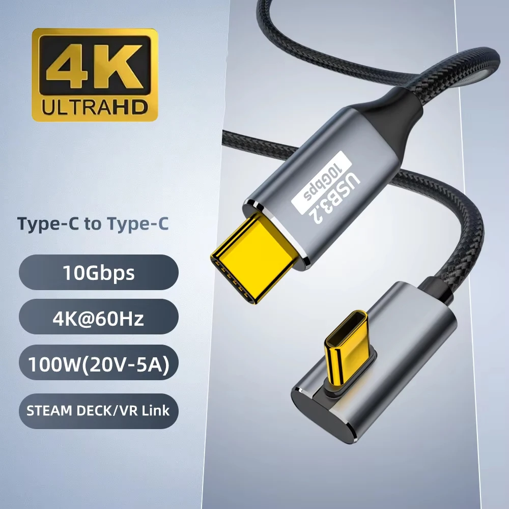 Cable USB-C a USB-C en Forma de U, PD100W, USB3.2, 10Gbps, ThunderBolt 3, 5A, Tipo-C, para iPhone 15 Pro Max, MacBook Pro, Samsung, Huawei