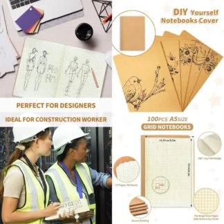 Paquete de 100 Cuadernos Cuadrículados, Color Marrón