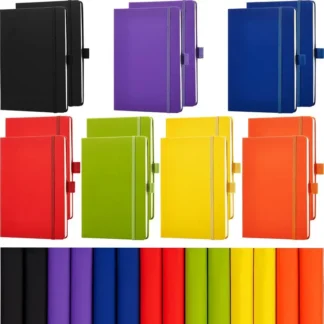 Paquete de 14 Cuadernos Rayados de 5.5 x 8.2 Pulgadas, Cuaderno A5 de Tapa Dura, Bloc de Notas con Regla Universitaria y Portaplumas, Cuero PU