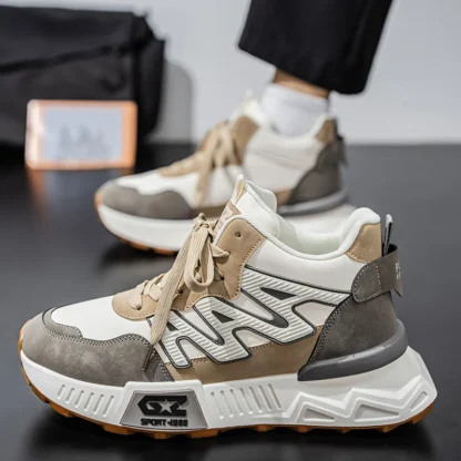 Tendencia de suela gruesa 2025, nuevo calzado nuevo de otoño para hombre, zapatos deportivos de moda, zapatillas informales sin cordones para hombre, comodidad al aire libre de encaje