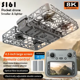 Mini Drone cámara voladora S161 RC Dron Control de pantalla 8K HD fotografía aérea sin escobillas carcasa completa máquina voladora Quadcopter
