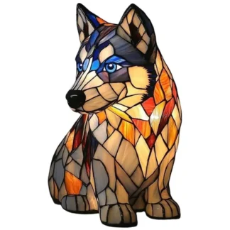 Lámpara Husky de Vidrio Teñido AB47, Linda Lámpara Nocturna de Resina con Forma de Husky, Lámpara LED de Noche para Dormitorio, Sala de Estar, Decoración del Hogar, Regalo