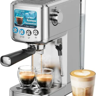 Cafetera Espresso de 20 Bares con Espumador de Leche, Cafetera de Acero Inoxidable para Cappuccino, Latte y Cold Brew
