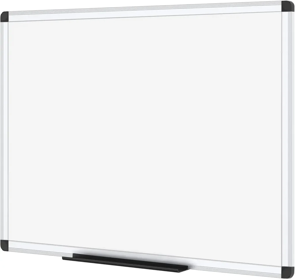 Pizarra Magnética Blanca de 48x36 Pulgadas con Marco de Aluminio Plateado, Pizarra de Borrado en Seco para Oficina o Uso Doméstico