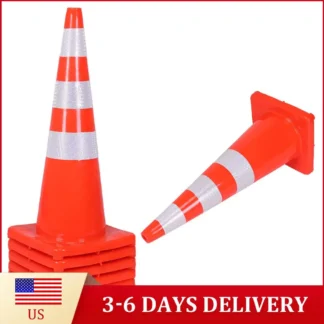 Conos de Tráfico de 35 Pulgadas, Paquete de 6, con Collares Reflectantes, Conos Resistentes de PVC para Control de Tráfico, Entradas de Vehículos y Estacionamientos