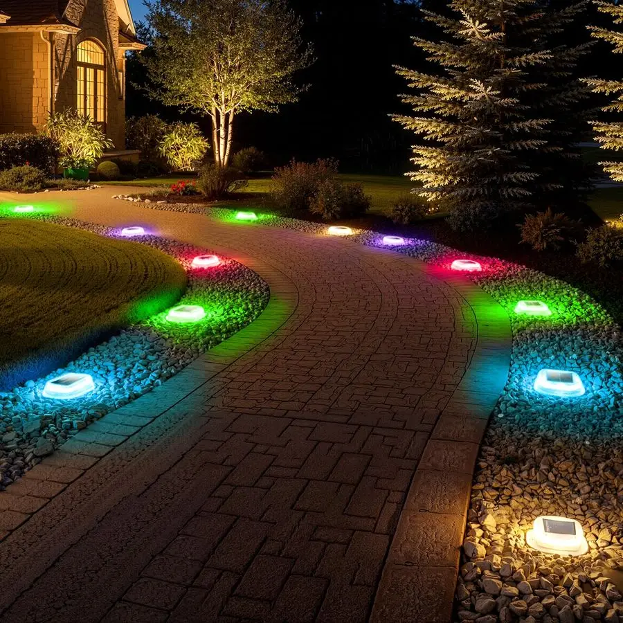 Luces Solares RGB para Terraza con Control Remoto, Paquete de 12, Sincronización con un Clic, Control de Grupo, 10 Modos de Luz y Efecto RGB, Decoración para Exteriores