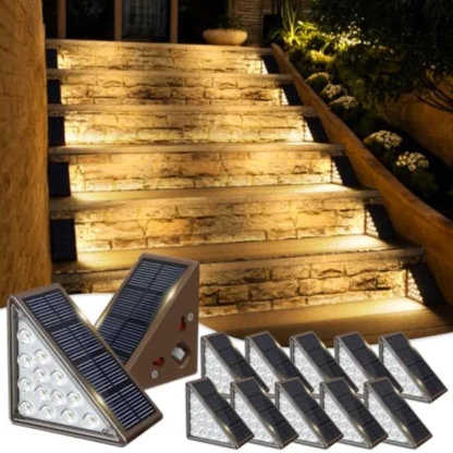【Nuevo modelo】Luces solares para escalones para exteriores, paquete de 12 luces solares para escalones, luces impermeables para escalones de terraza IP67, decoración de iluminación exterior