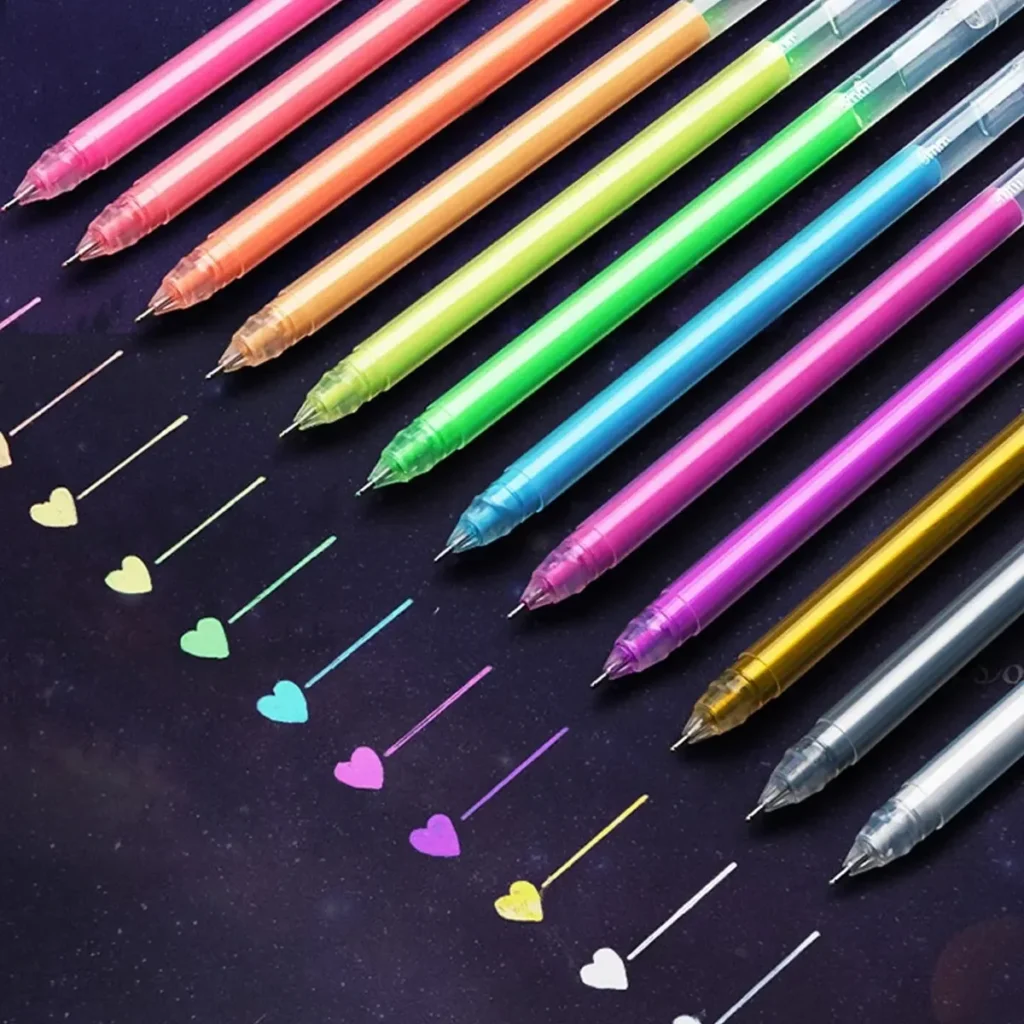 Resaltador de aguja de gran capacidad, 9/12 colores, punta fina, bolígrafo de Gel de 0,5mm, dibujo DIY, cartulina negra, marcado, diario, garabatos