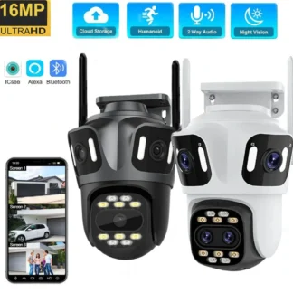 Uzoom 10K 16MP cámara IP PTZ WIFI para exteriores seguridad del hogar vídeo CCTV vigilancia con detección AI seguimiento automático pantalla de 3 pantallas