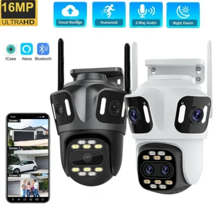 Uzoom 10K 16MP cámara IP PTZ WIFI para exteriores seguridad del hogar vídeo CCTV vigilancia con detección AI seguimiento automático pantalla de 3 pantallas
