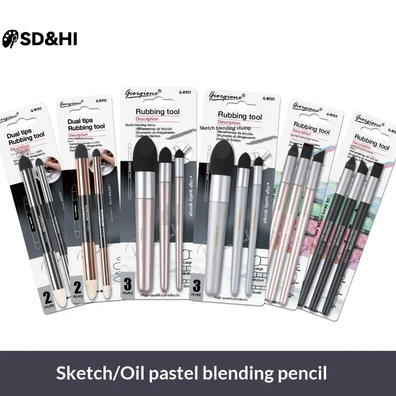 2/3Pcs Artist Blending Pen Washable Sketch Rubbing Sponge Brush Reusable Drawing Art Blenders Correcting Lightening & Highlight