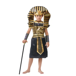 Disfraz de faraón del príncipe egipcio para niños de 6 a 12 años, Umorden de oro negro