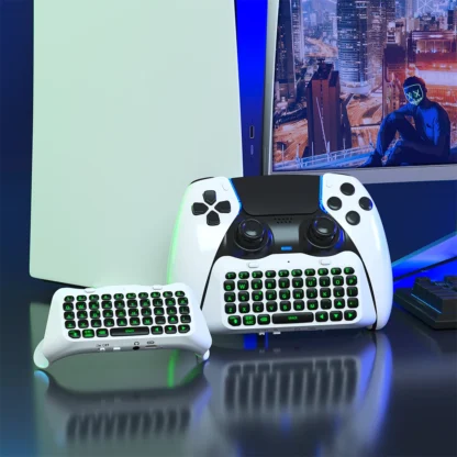 Teclado externo de 500mAh, teclado inalámbrico para juegos, Compatible con Bluetooth, retroiluminación verde, altavoz incorporado para mango PS5 Elite