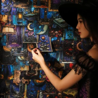 50 hojas/bolsa de papel de álbum de recortes mágico gótico de Halloween para diario basura DIY, decoración de diario de Collage, suministros de papelería Vintage