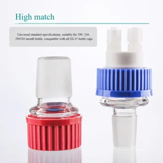 Frasco de vidrio de borosilicato alto con boca roscada GL45 y tapón de vidrio se puede conectar a un frasco con boca de vidrio.