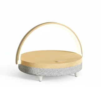 Lámpara de Noche Minimalista Nórdica con Carga, Lámpara de Mesa con Altavoz y Luz Nocturna para Ambiente de Dormitorio, Brillo Ajustable