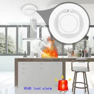 Detector de Incendios para Cocina, Detector de Gas Combustible Independiente, Alarma de Seguridad Remota Tuya ZigBee, Sensor de Humo Inalámbrico con Control por Aplicación