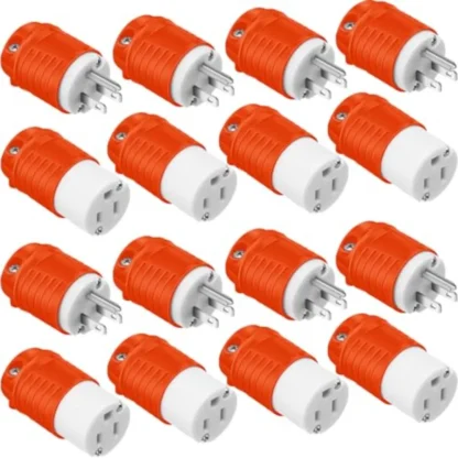 Sherr 16 Uds extremos de cable de extensión macho y hembra 15A 125V 2 polos 3 cables 5-15P 5-15R enchufe y conector de repuesto de alta resistencia S
