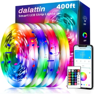 Tira de Luces LED Inteligentes de 400 pies con Control por Aplicación, Cambio de Color RGB para Decoración de Dormitorios y Festividades