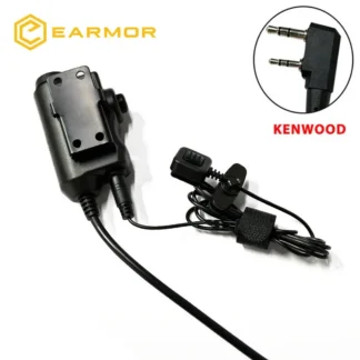 Botón de auriculares tácticos PTT, adaptador PTT push-to-talk activado, interfaz de radio M52 y AUX