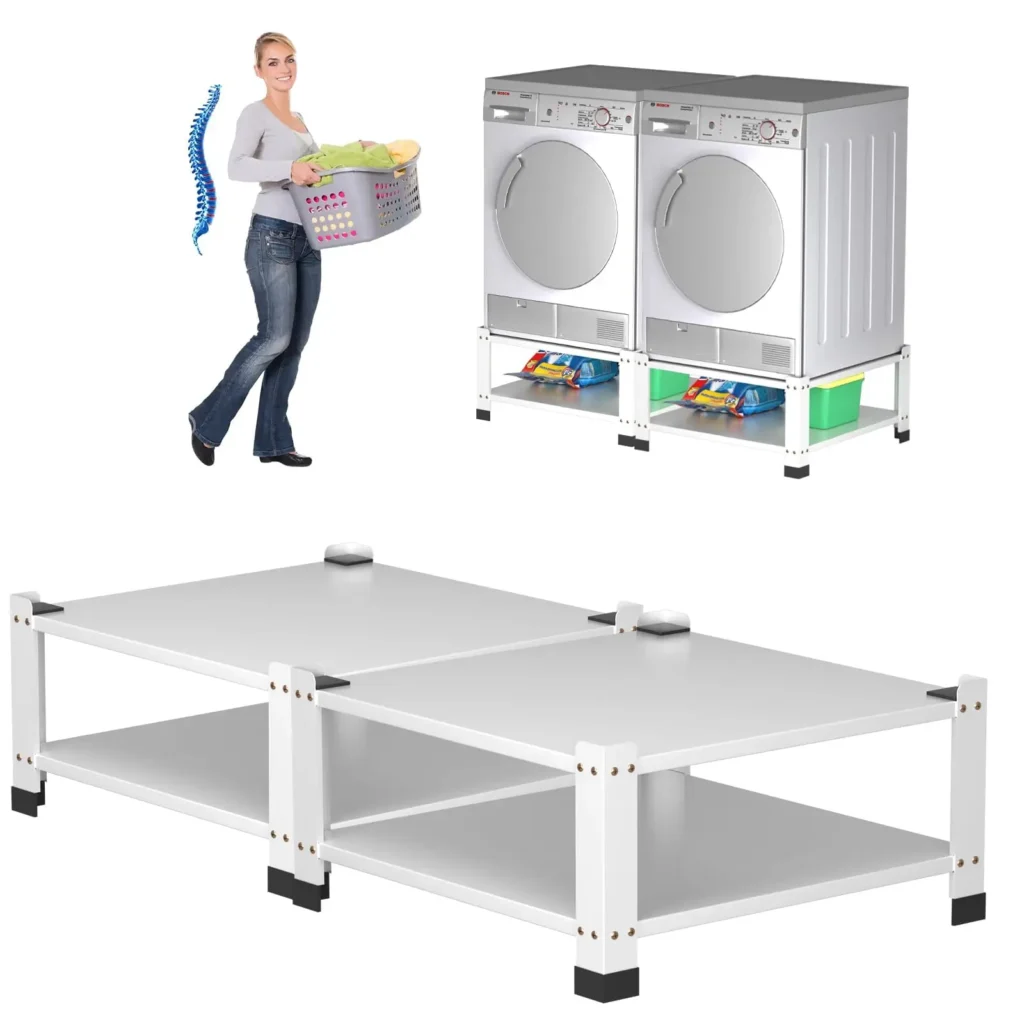 Base para Lavadora con Estante de Almacenamiento, Paquete de 2, Capacidad de Carga de 800 Libras, Soporte Resistente para Lavadora y Secadora