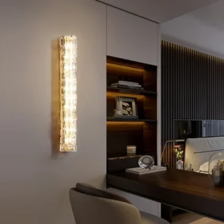 Lámpara de pared de cristal de lujo nórdica, candelabro moderno para sala de estar, dormitorio, escalera, fondo, iluminación de decoración Interior dorada