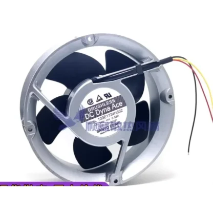 Sanyo Denki 109E1724H502 24V CC 0.58A 172x172x51mm Ventilador de refrigeración de servidor de 3 cables