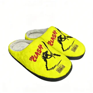 Pantuflas de Algodón Afelpado The Clash Rock Band para Hombre y Mujer, Pantuflas de Invierno para Dormitorio, Pantuflas de Algodón Afelpado Personalizadas
