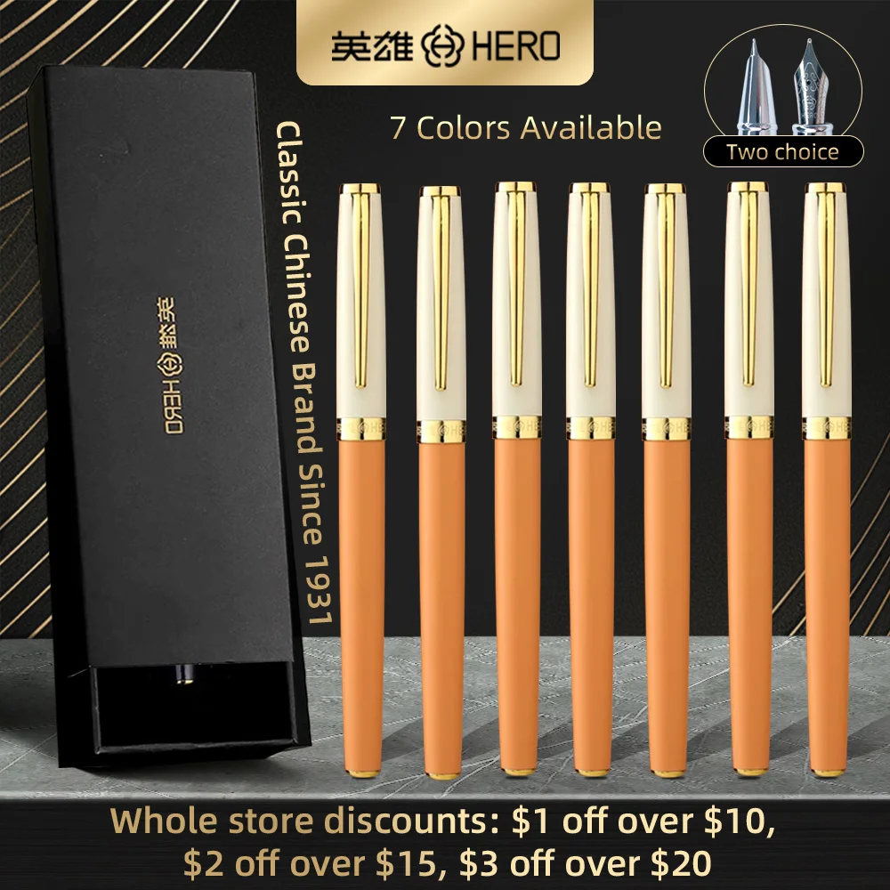 Pluma estilográfica HERO P108, diseño Retro de lujo M/F/EF, punta fina de Metal, elegante Clip, bolígrafos de escritura, suministros escolares de oficina, papelería
