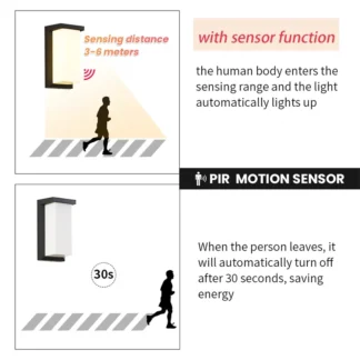 Luz Led de pared para exteriores, impermeable, IP66, Sensor de movimiento, iluminación Led para exteriores, luces para porche, balcón, jardín, lámpara de pared para exteriores