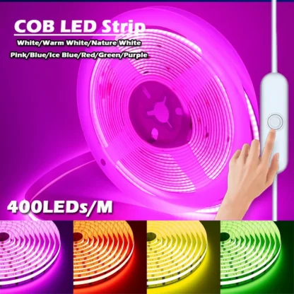 Tira de luces LED COB de 5V, luces LED COB USB de 8mm, tiras LED flexibles, cinta de iluminación LED, luz de gabinete para decoración de la habitación del hogar
