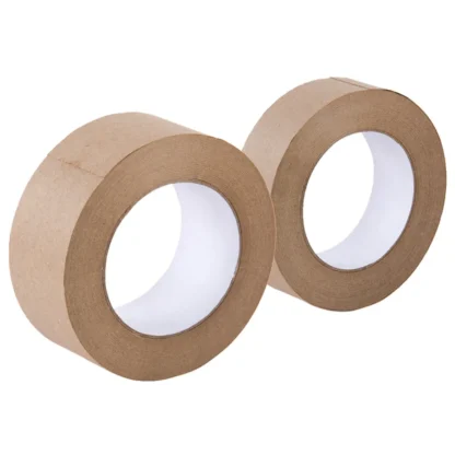 2 Rollos de Cinta de Papel Kraft Activada por Agua, Fuerte Adhesión, Sellado para Embalaje DIY, Sellado Impermeable para Cajas Planas