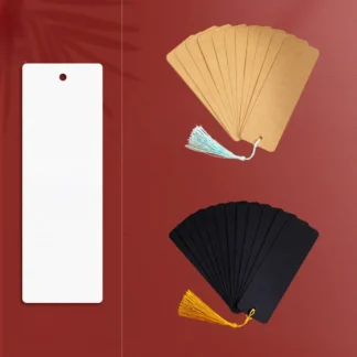 Juego de 25 marcapáginas de papel kraft, kit de marcapáginas de tarjetas en blanco con colgante de borla colorida, pegatinas bonitas para niñas para proyectos de bricolaje