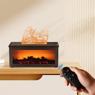 Humidificador de Aceites Esenciales con Luz LED, Apagado Automático sin Agua, Difusor con Simulación de Chimenea, Control Remoto, Regalo Creativo para el Hogar