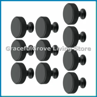 Paquete de 10 tiradores redondos para gabinetes de cocina, color negro mate, para cajones, cómodas, armarios y guardarropas-ROWI