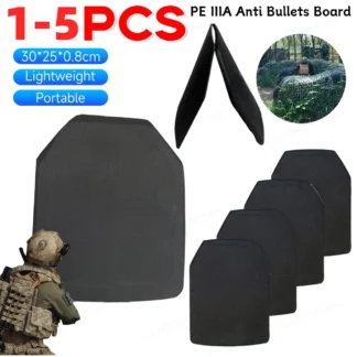 1-5 Piezas de Placa Compuesta PE IIIA Antibalas, Panel de Armadura Ligero a Prueba de Puñaladas de 30x25cm para Mochila, para Airsoft y Paintball