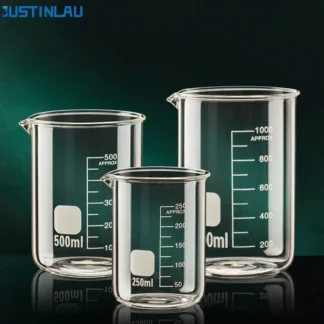 JUSTINLAU 50/100/150/250/500/1000ML taza medidora de vidrio de alto borosilicato con escala vaso de laboratorio tazas de vidrio para hornear en la cocina