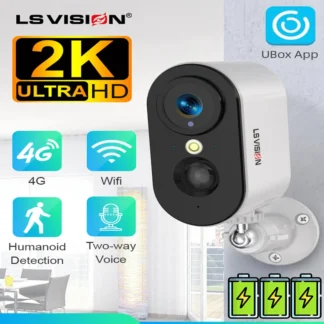 LS VISION 2K 5MP 4G cámara con tarjeta SIM detección humana WiFi cámara integrada 5200mAh batería vigilancia de seguridad videocámara
