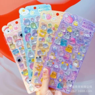 Pegatina Tridimensional de Cristal en Relieve 3D, Pegatina de Recompensa de Rompecabezas Hecha a Mano con Dibujos Animados, Pegatina para Álbum de Teléfono Móvil