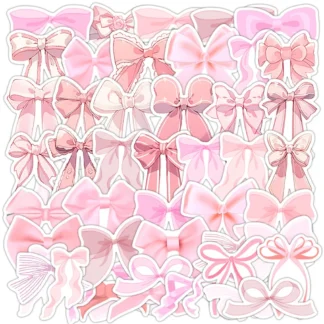 50 pegatinas de grafiti con bonito lazo rosa, decoración impermeable para equipaje, taza de agua y más grabación, tienda YourLife