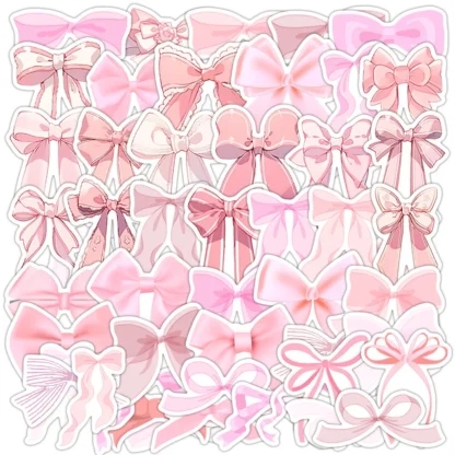 50 pegatinas de grafiti con bonito lazo rosa, decoración impermeable para equipaje, taza de agua y más grabación, tienda YourLife