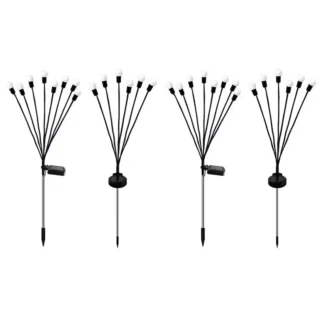 Paquete de 4 luces solares para jardín AB33, luces solares para exteriores, luz de luciérnaga para patio, decoración de caminos, luces blancas cálidas