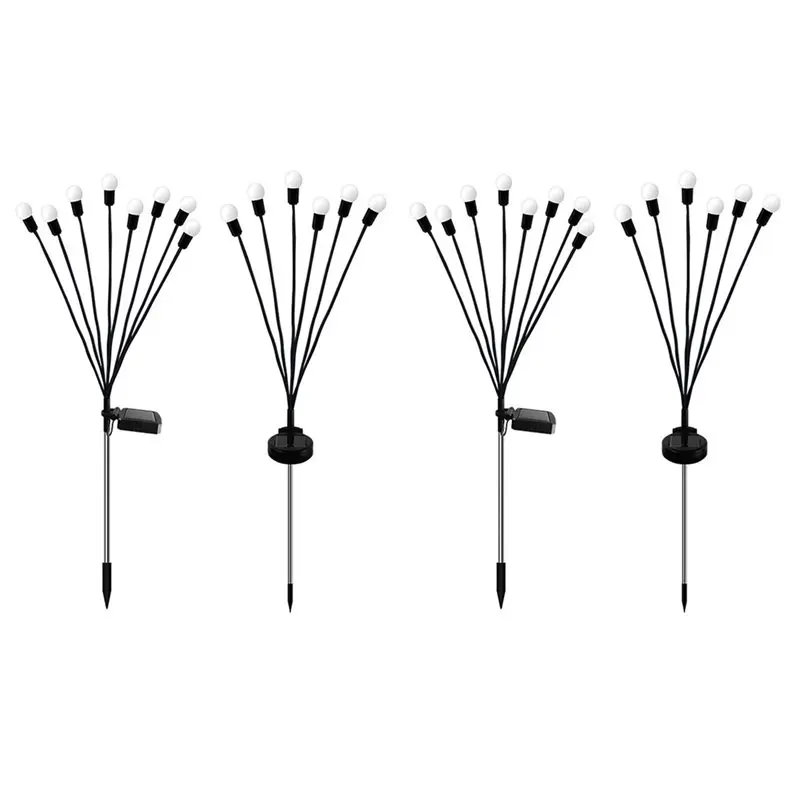 Paquete de 4 luces solares para jardín AB33, luces solares para exteriores, luz de luciérnaga para patio, decoración de caminos, luces blancas cálidas