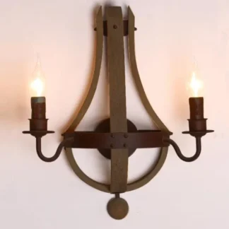 Lámpara de pared de madera Rural americana, candelabro Industrial creativo para sala de estar y dormitorio, iluminación decorativa para pasillo y escalera