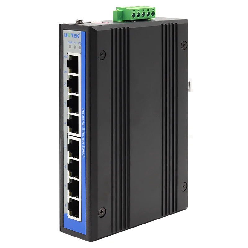 Conmutador Ethernet POE Gigabit no administrado de 8 puertos UOTEK compatible con con conmutador Ethernet de carril Din 802.3af/at UT-6408GC-POE con modo VLAN
