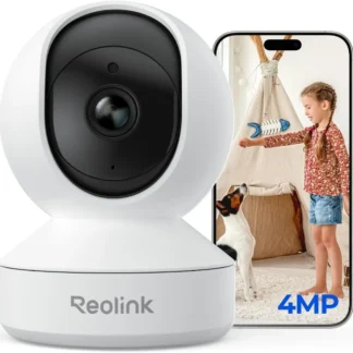 Cámara de Seguridad Interior 4MP E1, 2.4G WiFi 6, 360 ° Monitor para mascotas/bebés, visión nocturna, conversación bidireccional, almacenamiento local