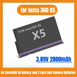 Batería recargable de 3,89 V y 2800mAh para accesorio Insta 360 X5 para batería Insta360 X5 y cargador PD con 2 ranuras para tarjetas